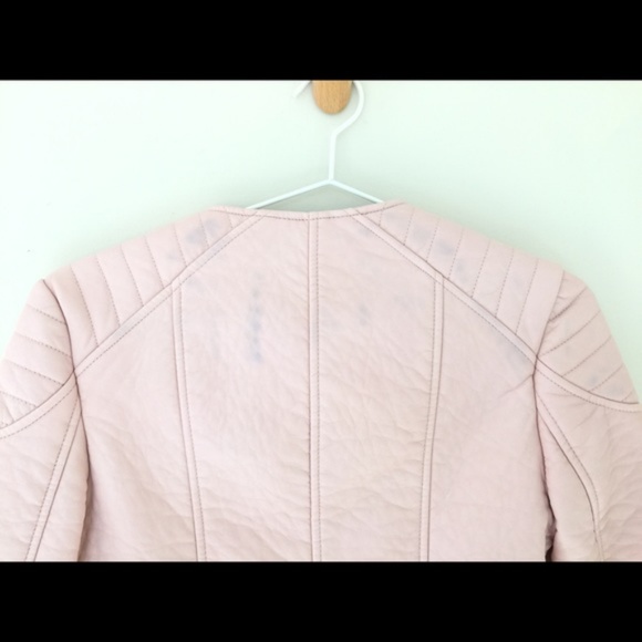 ZARA Pastel Pink Leather Jacket XS - Picture 4 of 4